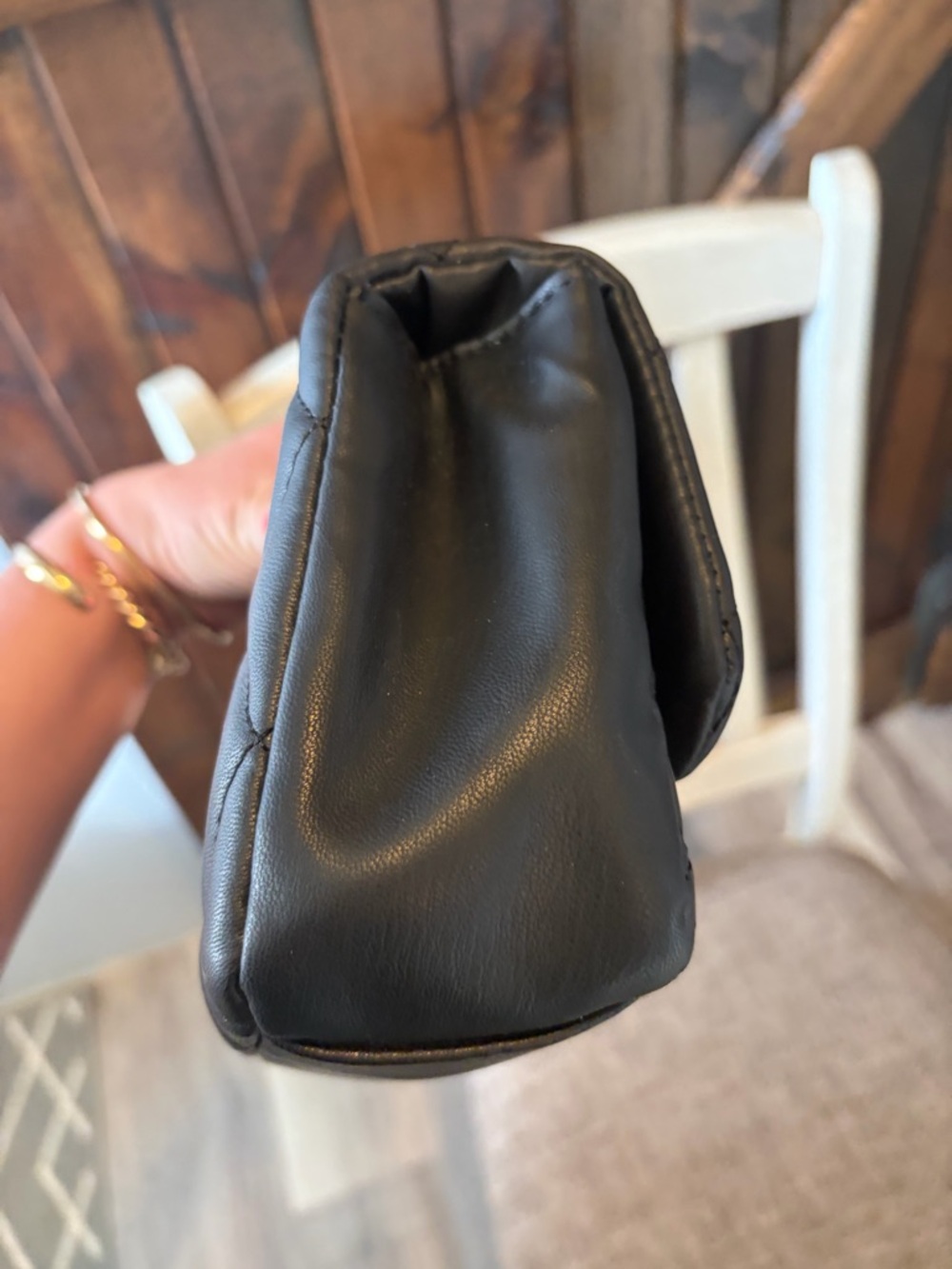 Badgley Mischka Black Quilted Crossbody with Gold Chain - Picture 8 of 10